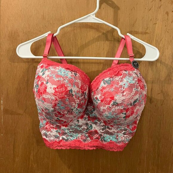 Size 42D - Body Frosting - NWT - Pretty Pink and Floral Toned Bra w/Underwire - Picture 1 of 5